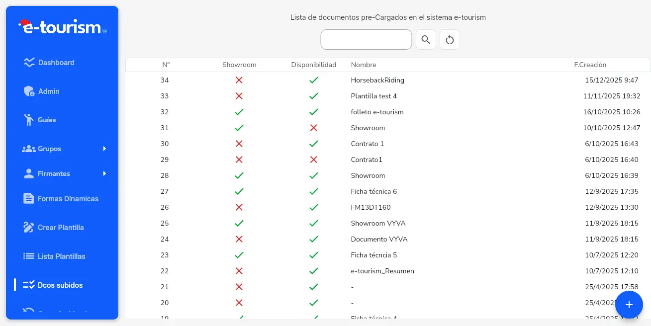 Menú documentos subidos